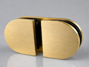 Fixed Bracket - Round 180 Degree Glass to Glass - Brushed Gold